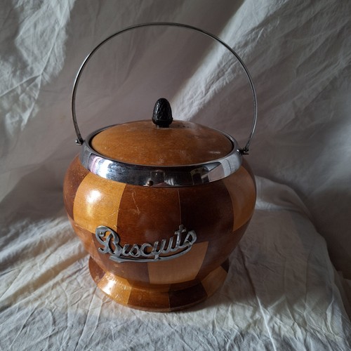 Seau biscuit bois - , vintage